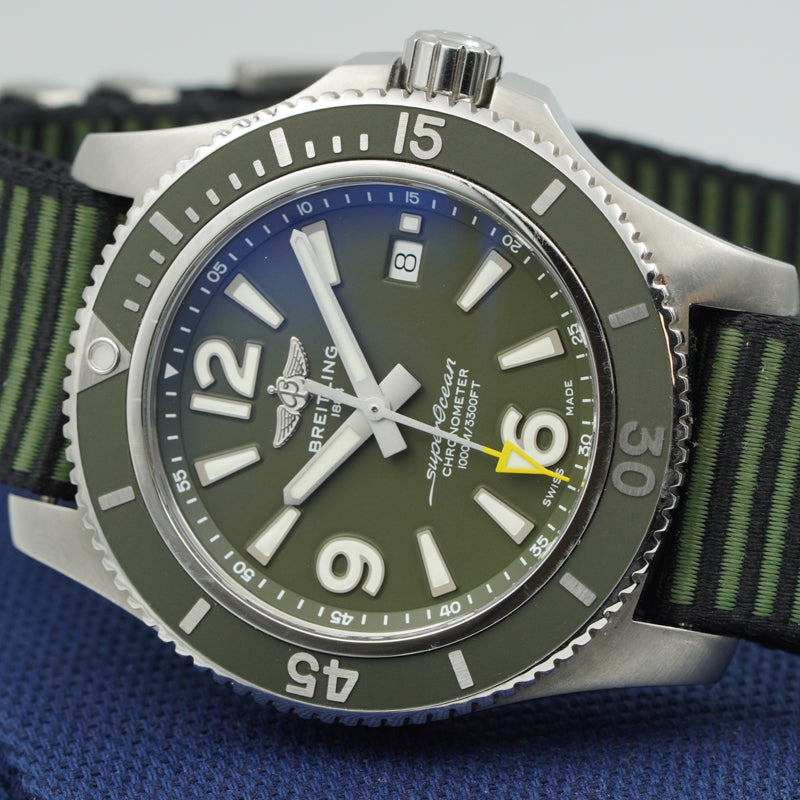 SOLD - Breitling Superocean 44mm Outerknown Green Dial A17367A11L1W1 B&P
