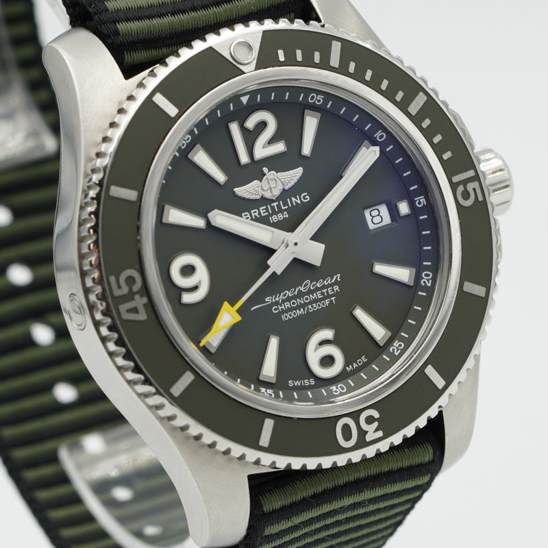 SOLD - Breitling Superocean 44mm Outerknown Green Dial A17367A11L1W1 B&P