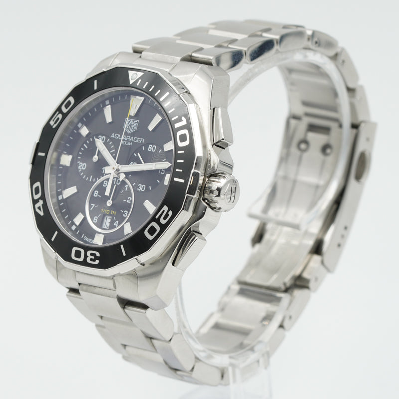 SOLD - Tag Heuer Aquaracer Chronograph Black Dial and Bezel 43mm CAY111A.BA0927