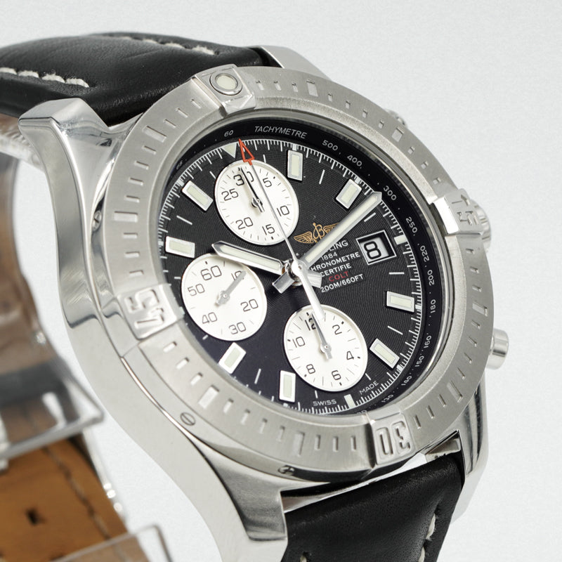 SOLD - Breitling Colt Black Dial Chronograph B&P A1338811/BD83