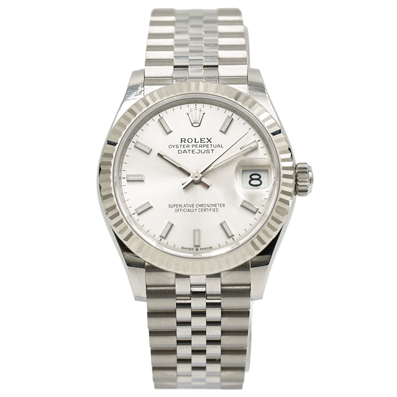 SOLD - Rolex Datejust 31mm Steel '22 B&P Fluted 18K White Gold Jubilee
