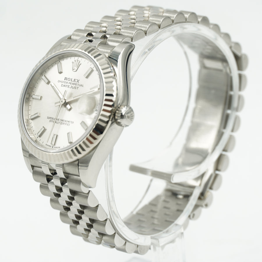 SOLD - Rolex Datejust 31mm Steel '22 B&P Fluted 18K White Gold Jubilee