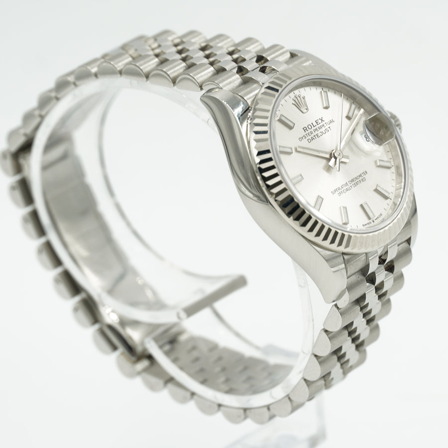 SOLD - Rolex Datejust 31mm Steel '22 B&P Fluted 18K White Gold Jubilee