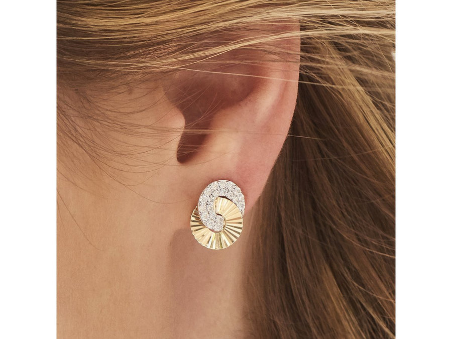 Phillips House 14K Yellow Gold 0.51ctw Diamond Mini Aura Interlocking Stud Earrings- E0908DY