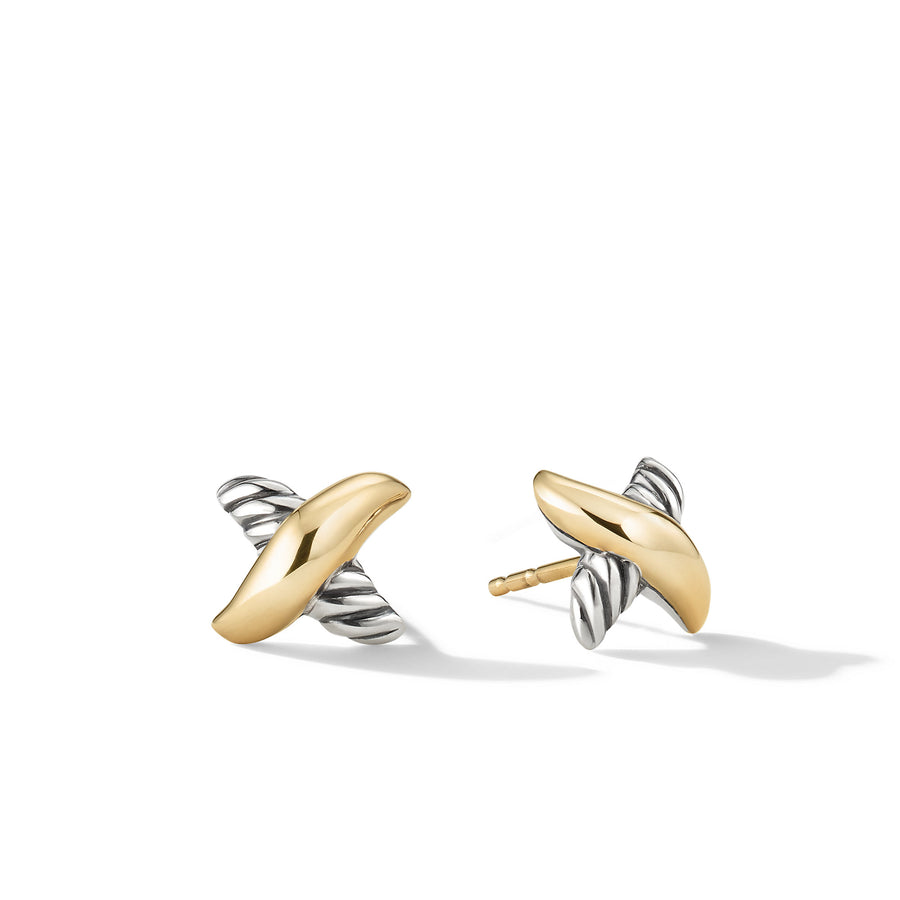 David Yurman Petite X Stud Earrings with 18k Gold- E11586 S8