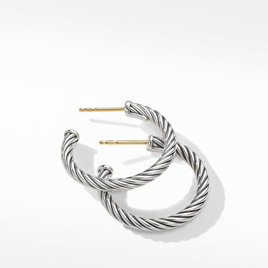 David Yurman Small Cable Hoop Earrings- E14507 SS