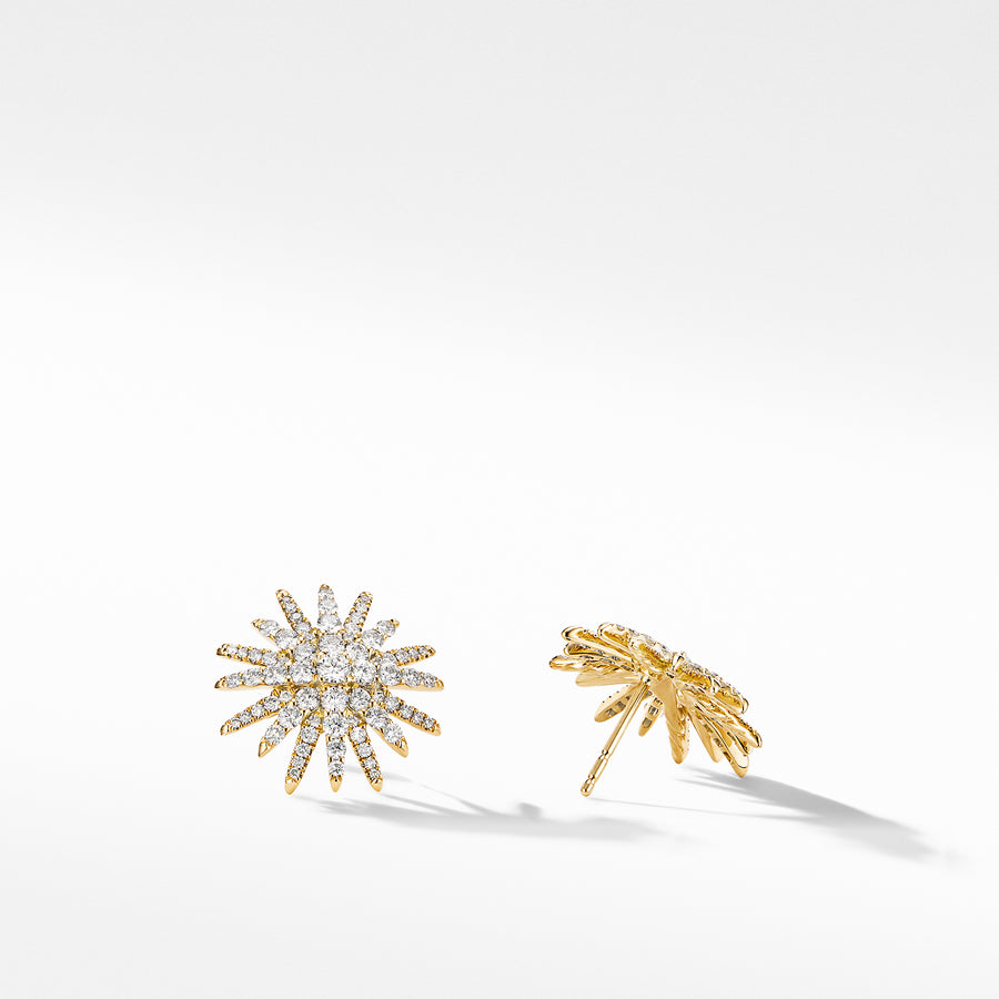 David Yurman Starburst Stud Earrings in 18k Gold with Pave Diamonds- E14837D88ADI