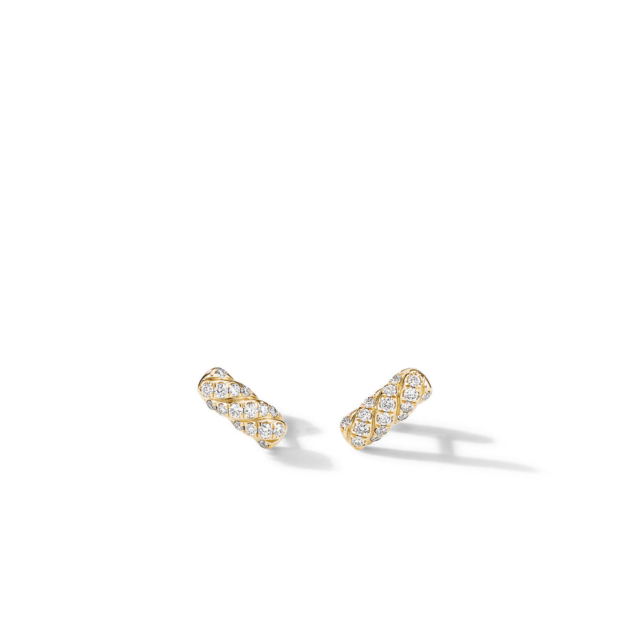 David Yurman Barrel Stud Earrings in 18k Yellow Gold with Diamonds- E16066D88ADI