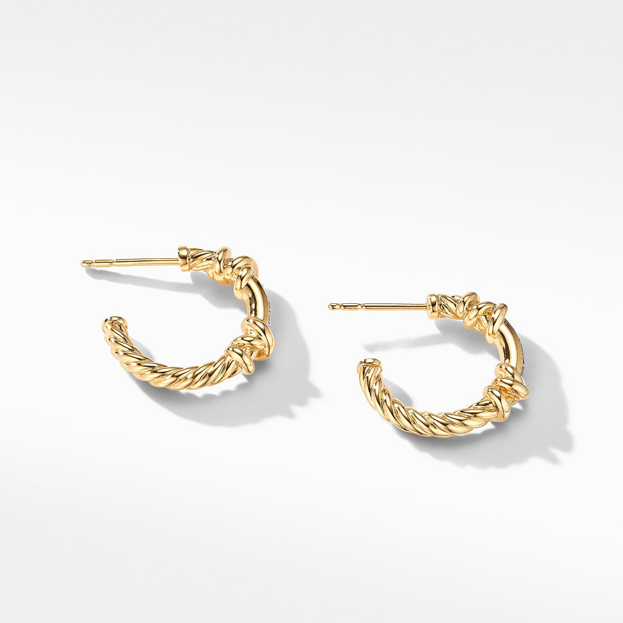 David Yurman Petite Helena Hoop Earrings in 18k Yellow Gold and Diamonds- E16392D88ADI