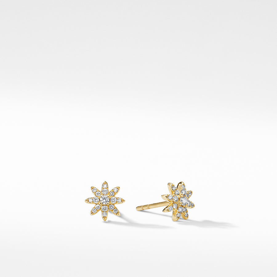 David Yurman Petite Starburst Stud Earrings in 18k Gold with Pave Diamonds- E16431D88ADI