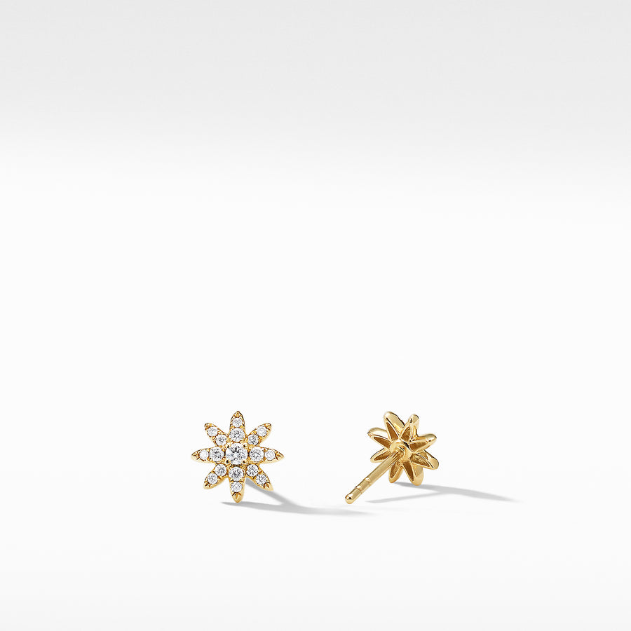 David Yurman Petite Starburst Stud Earrings in 18k Gold with Pave Diamonds- E16431D88ADI