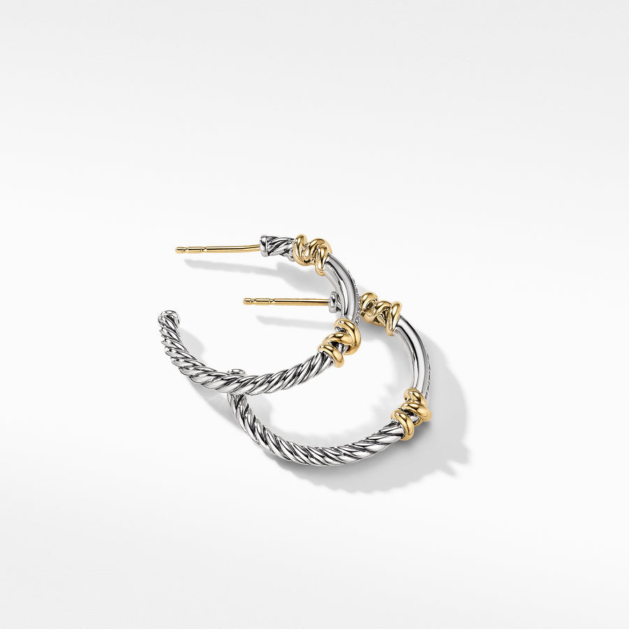 David Yurman Petite Helena Hoop Earrings with 18k Gold and Diamonds- E16502DS8ADI