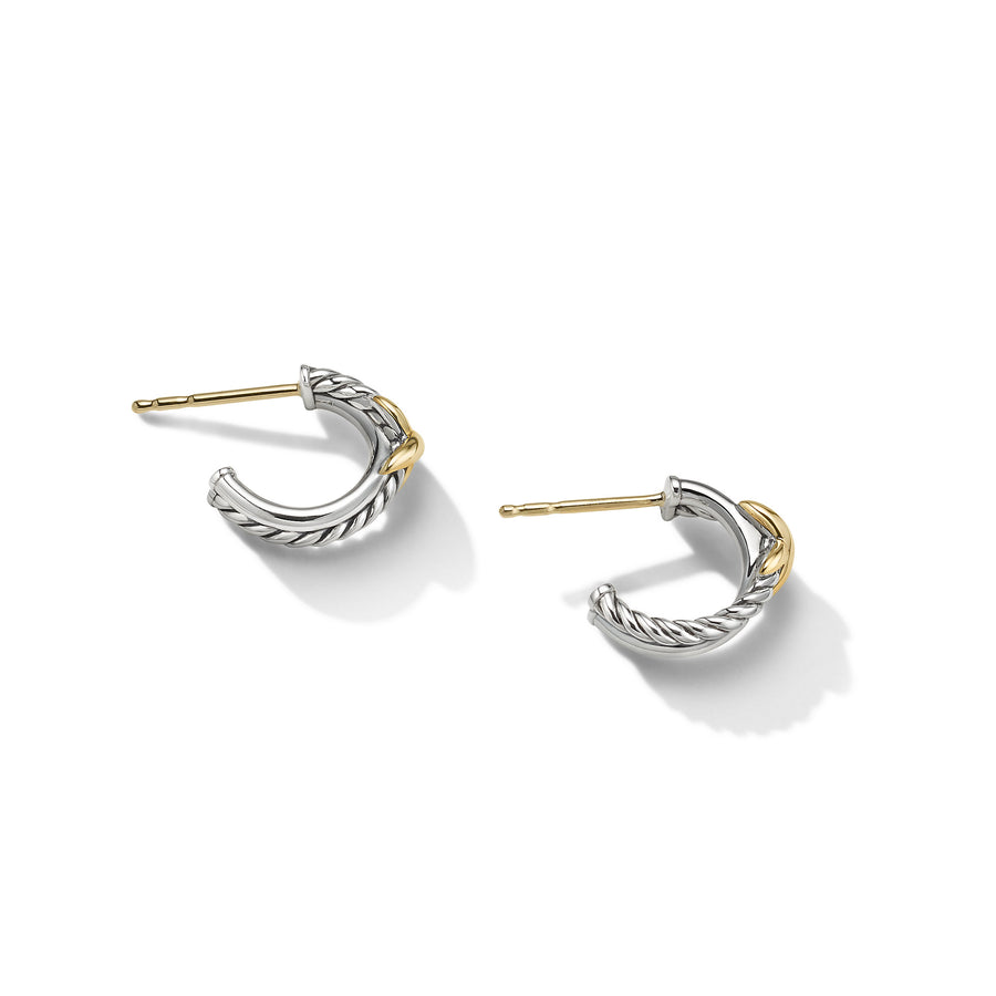 David Yurman Petite X Mini Hoop Earrings with 18K Yellow Gold - E16920S8