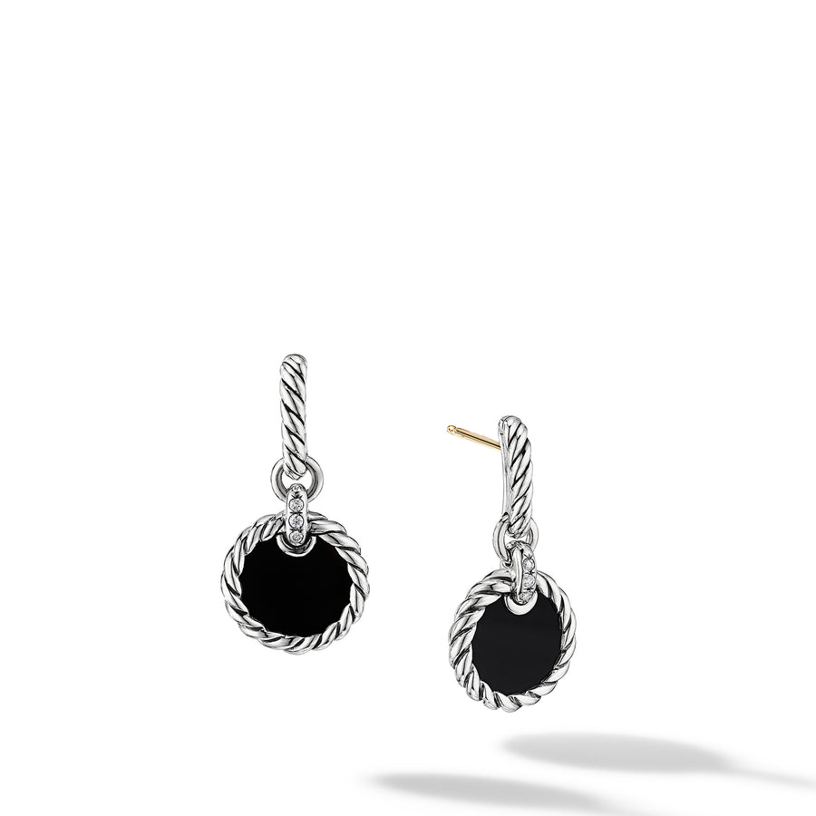 David Yurman DY Elements Drop Earrings with Black Onyx and Pave Diamonds- E17016DSSDBODI