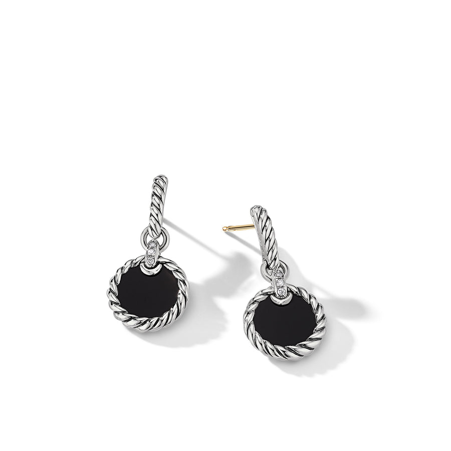 David Yurman DY Elements Drop Earrings with Black Onyx and Pave Diamonds- E17016DSSDBODI