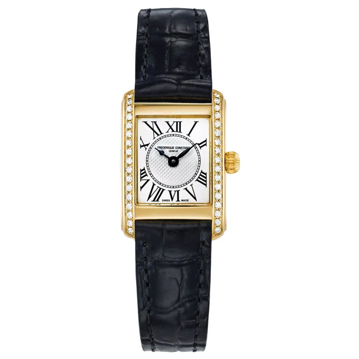 Frederique Constant Classics Carree Ladies Watch on Black Leather Strap - FC-200MCD15