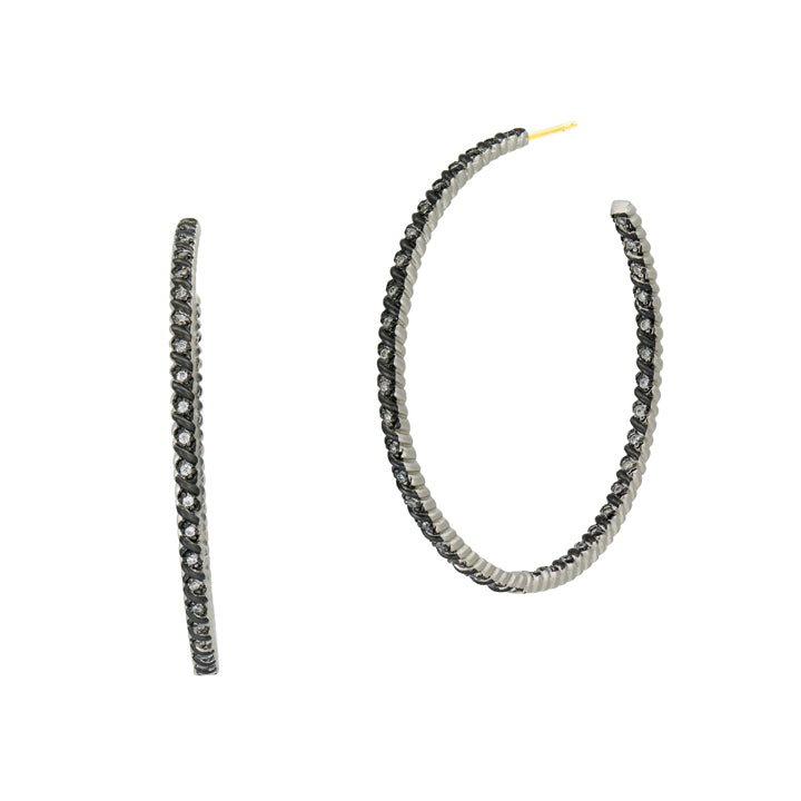 Freida Rothman Industrial Finish Twisted Cable Hoop Earrings - IFPKZE78-14K