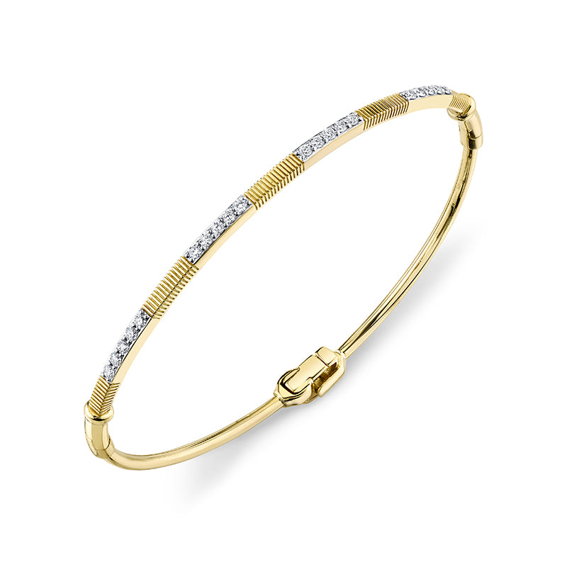 Sloane Street 18k Yellow Gold Diamond & Strie Detail Bracelet- SS-B013H-WDCB-Y