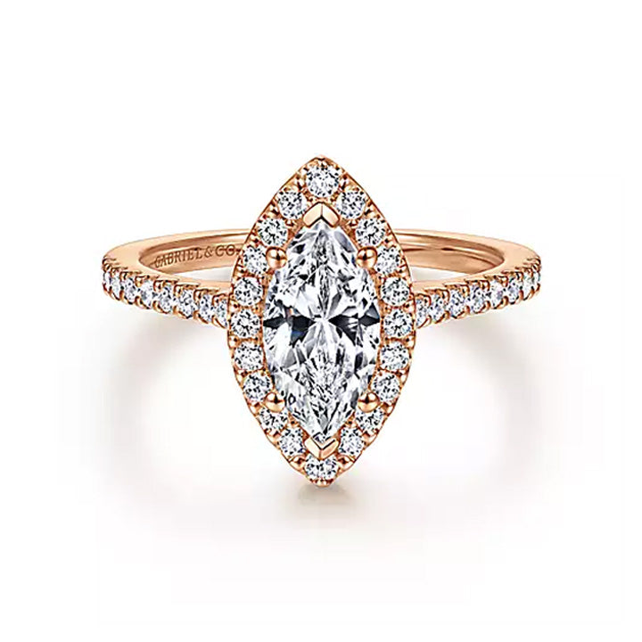 Gabriel & Co 14k Gold Marquise Halo Diamond Engagement Ring - ER6419M4W44JJ