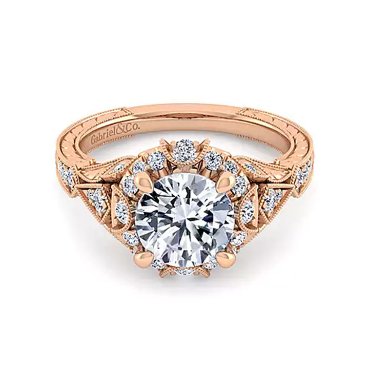 Gabriel & Co 14k Gold Vintage Inspired Diamond Engagement Ring - ER12579R8W44JJ