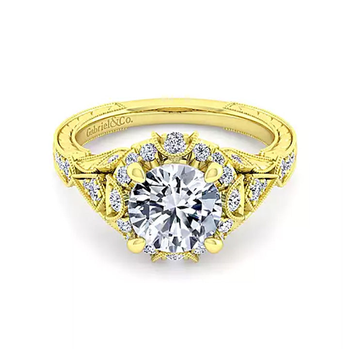 Gabriel & Co 14k Gold Vintage Inspired Diamond Engagement Ring - ER12579R8W44JJ