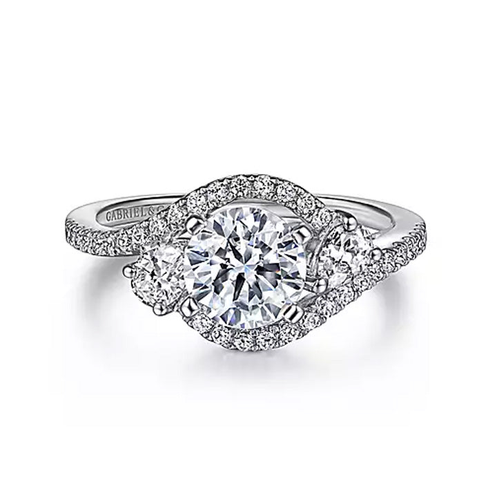 Gabriel & Co 14k White Gold Round Three-Stone Bypass Diamond Engagement Ring - ER5331W44JJ