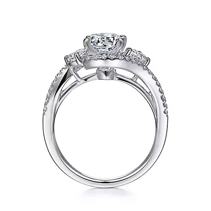 Gabriel & Co 14k White Gold Round Three-Stone Bypass Diamond Engagement Ring - ER5331W44JJ