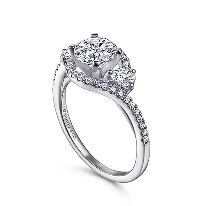 Gabriel & Co 14k White Gold Round Three-Stone Bypass Diamond Engagement Ring - ER5331W44JJ