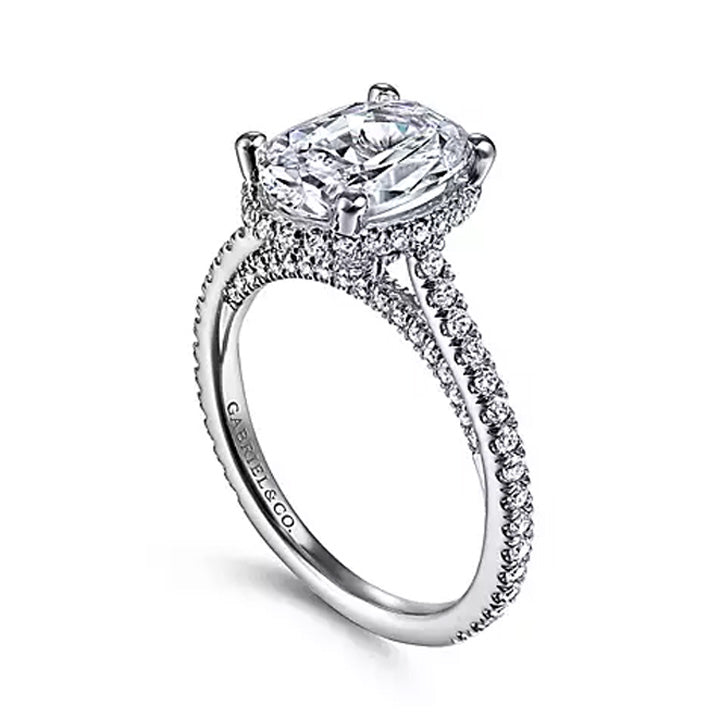 Gabriel & Co 14k White Gold Hidden Halo Oval Diamond Engagement Ring - ER14975O8W44JJ