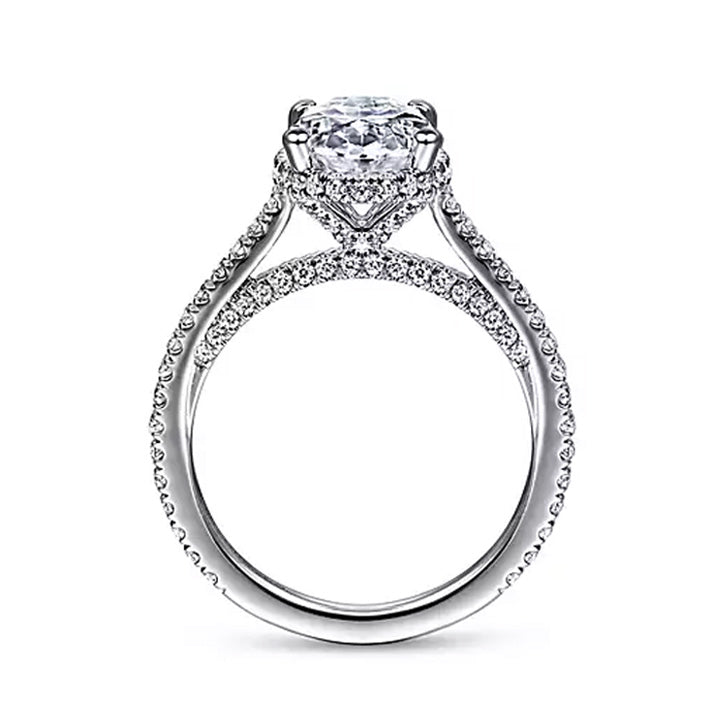 Gabriel & Co 14k White Gold Hidden Halo Oval Diamond Engagement Ring - ER14975O8W44JJ