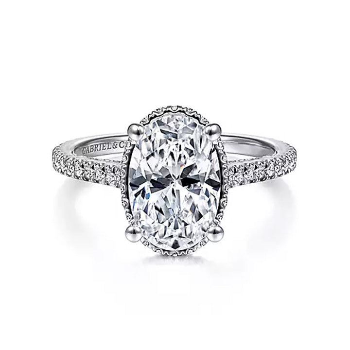 Gabriel & Co 14k White Gold Hidden Halo Oval Diamond Engagement Ring - ER14975O8W44JJ