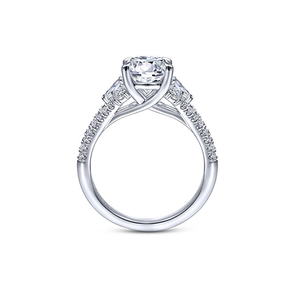 Gabriel & Co 14k White Gold Oval Split Shank Diamond Engagement Ring- ER15008O8W44JJ