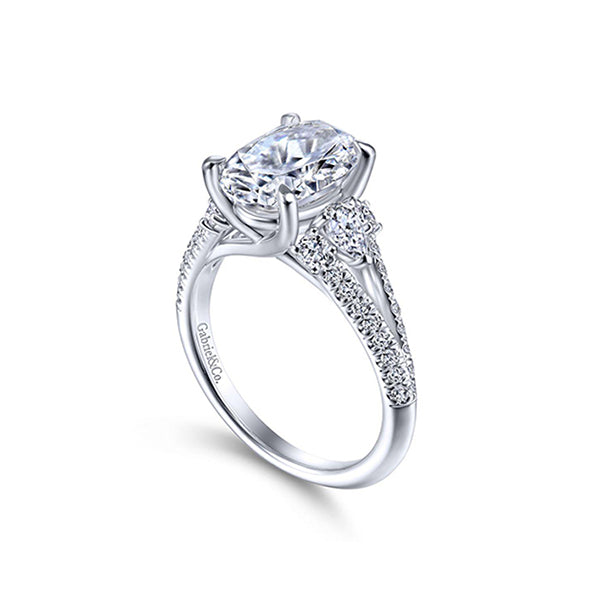 Gabriel & Co 14k White Gold Oval Split Shank Diamond Engagement Ring- ER15008O8W44JJ