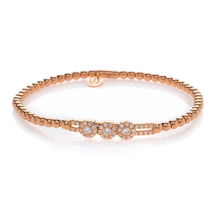 Hulchi Belluni 18K Rose Gold 3 Station Cluster Diamond Slider Bracelet - 20352AC-RW