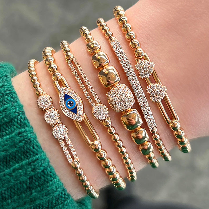 Hulchi Belluni 18K Rose Gold 3 Station Cluster Diamond Slider Bracelet - 20352AC-RW
