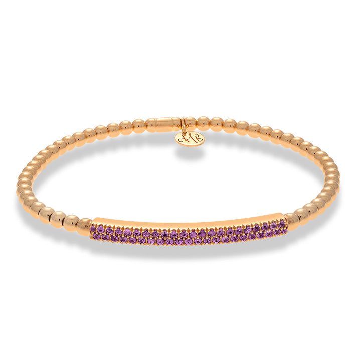 Hulchi Belluni 18K Rose Gold Pink Sapphire Pave Bar Stretch Bracelet- 21348PI