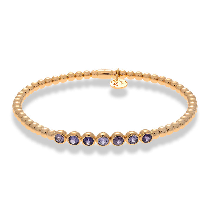 Hulchi Belluni 18K Rose Gold 7 Round Sapphire Station Stretch Bracelet- 22317BL