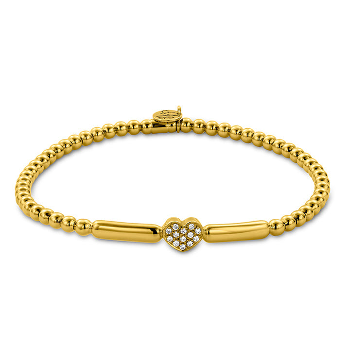 Hulchi Belluni Tresore 18K Gold Diamond Heart Stretch Bracelet- 22385