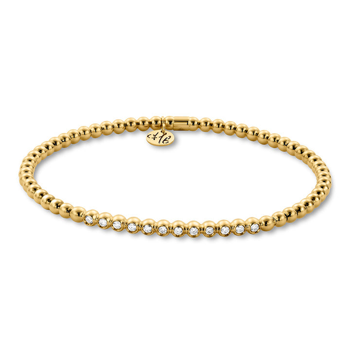 Hulchi Belluni Tresore 18K Gold Bezel Set Diamond Stretch Bracelet- 21392