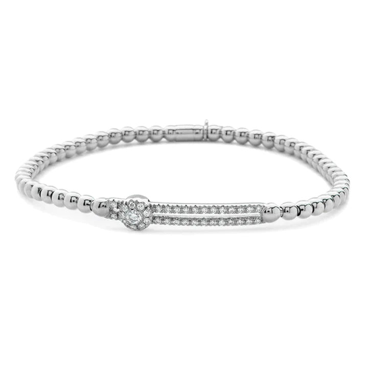 Hulchi Belluni Tresore 18K White Gold Diamond Single Slider Stretch Bracelet- 20352A-WW