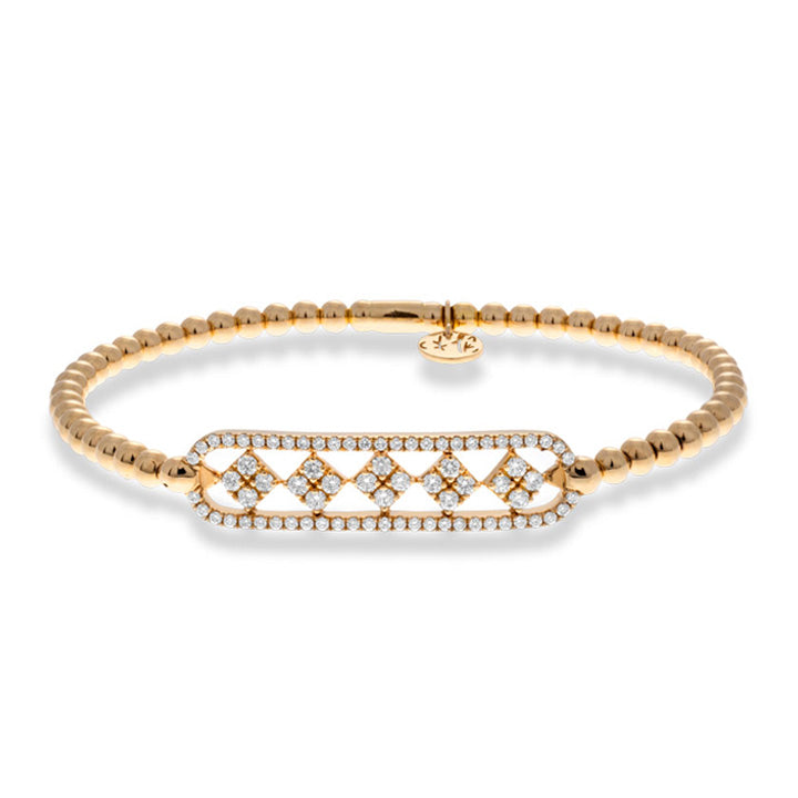 Hulchi Belluni Tresore 18K Rose Gold Open Diamond Flower Station Stretch Bracelet - 60337-RW