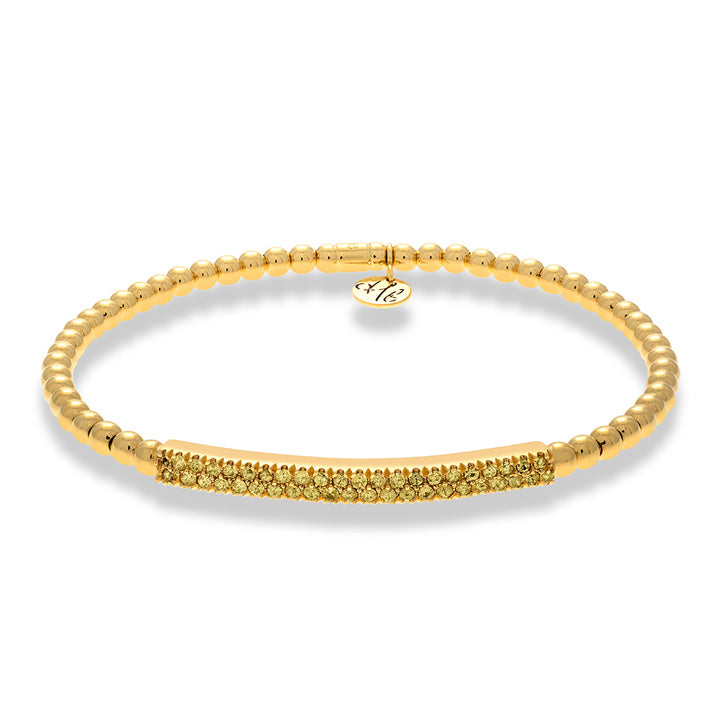 Hulchi Belluni 18K Yellow Gold Yellow Sapphire Pave Bar Stretch Bracelet- 21348Y-YTS