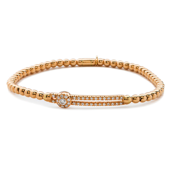 Hulchi Belluni Tresore 18K Rose Gold Diamond Single Slider Stretch Bracelet- 20352A-RW