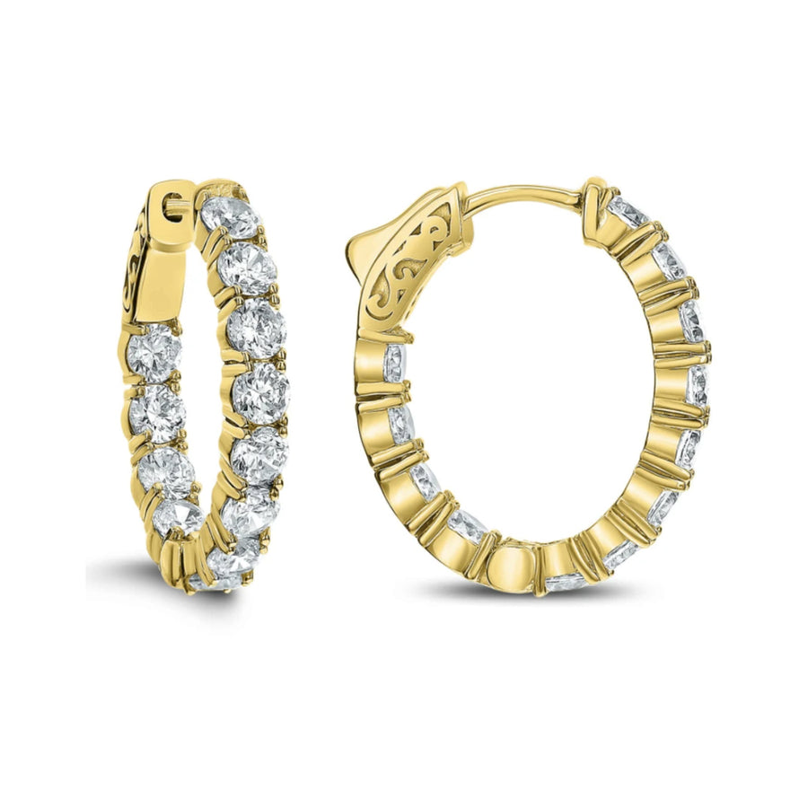 18K Gold 4.00ctw Diamond In/Out Hoop Earrings- AER-12564