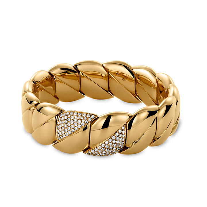 Hulchi Belluni 18k Yellow Gold 1.06ctw Diamond Wide Stretch Bracelet - 23312-YW