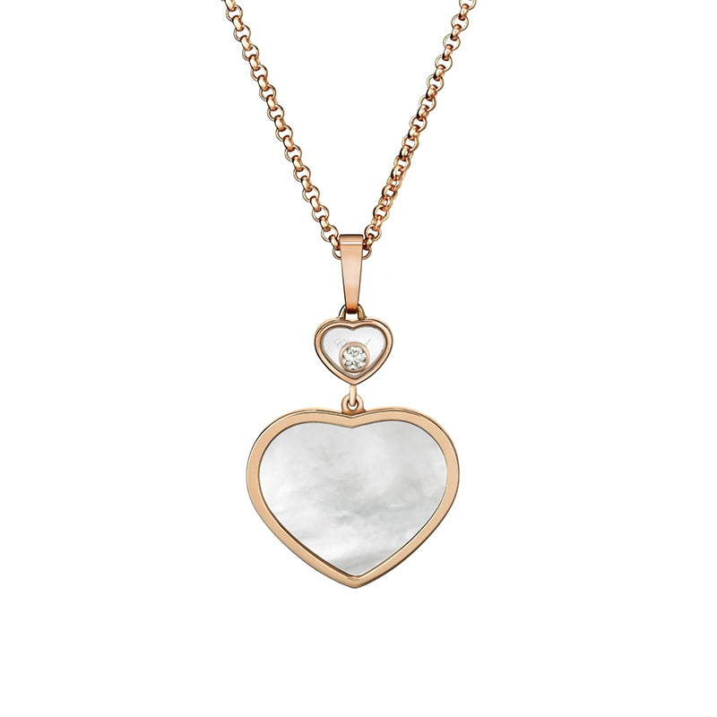 Chopard 18k Rose Gold Happy Hearts Mother-of-Pearl Necklace- 797482-5301