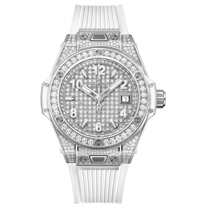 Hublot Big Bang One Click Steel White Full Diamond Pave 33mm - 485.SE.9000.RW.1604