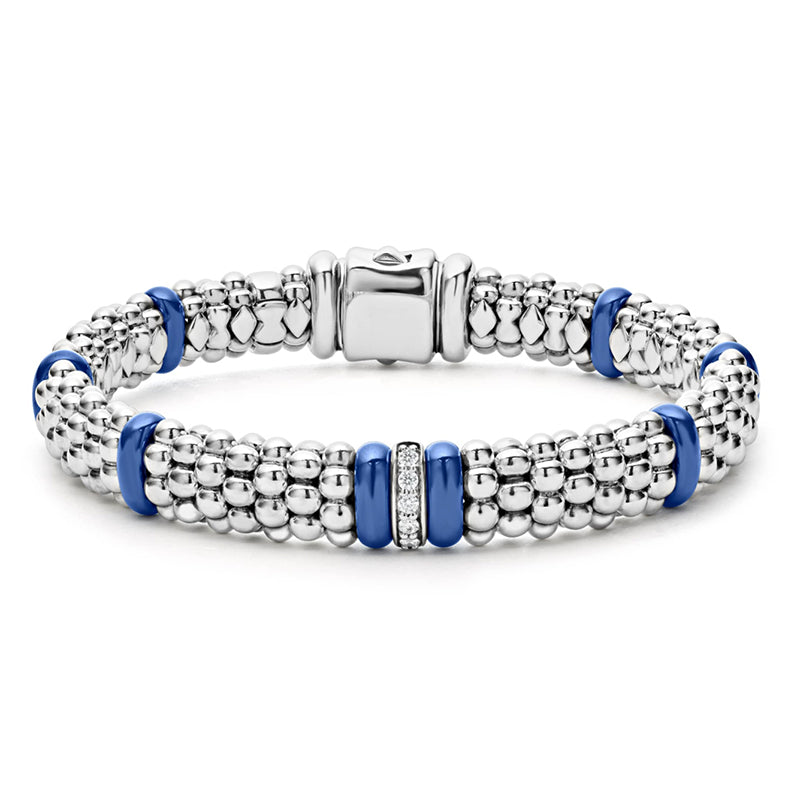 Lagos Blue Ultramarine Caviar Single Station Diamond Bracelet- 05-81437-CL6