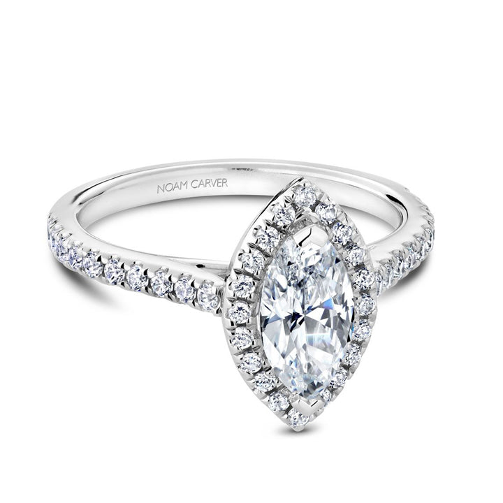 Noam Carver 14K White Gold Marquise Halo Diamond Engagement Ring- R050-07A