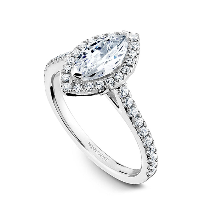 Noam Carver 14K White Gold Marquise Halo Diamond Engagement Ring- R050-07A